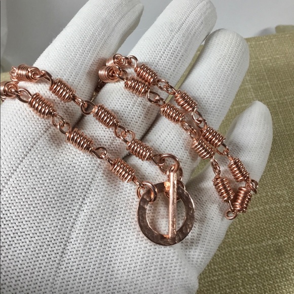 Toggle Necklace, Chunky Necklace, Copper Choker - Picture 5 of 8